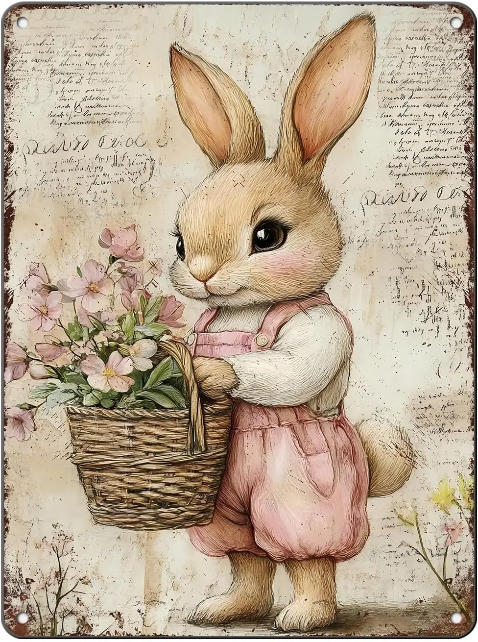 Y1,Vintage Easter Tin Sign Bunny Spring Dwarf Rabbit Metal Signs Wall Decor Backyard Garage Man Cave Shed Office Craft Ro