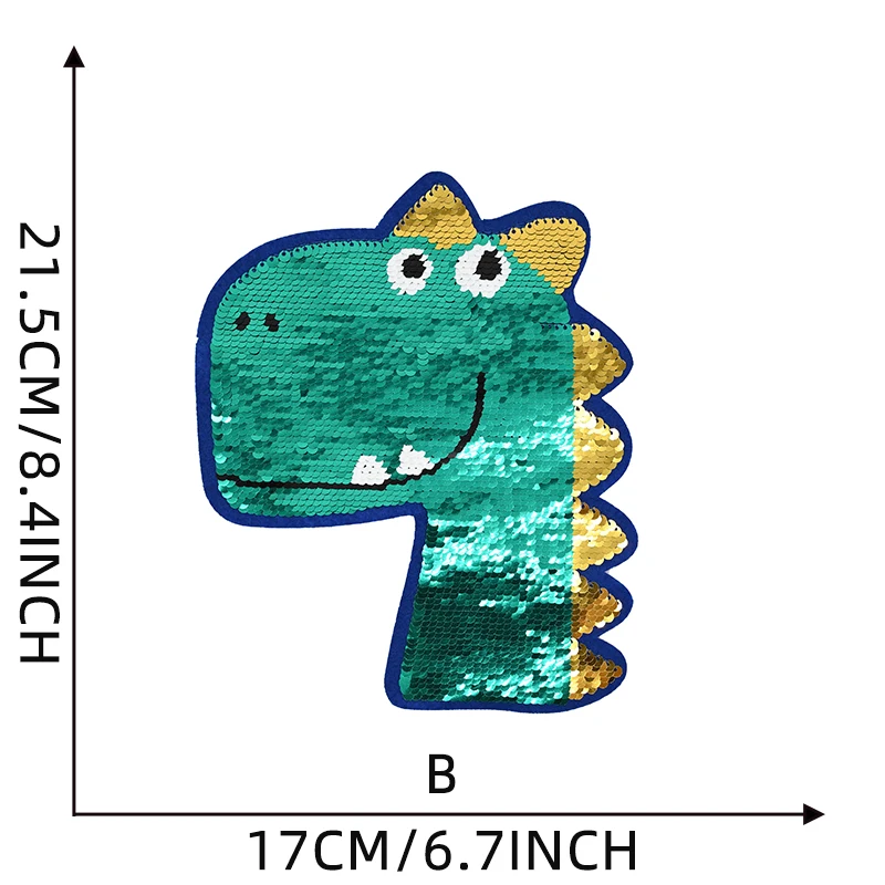 Fashion Dinosaur Sequin Patches for Clothes T-shirt Color-changing Patch DIY Children\'s Clothing Manual Sewing Patch Appliques