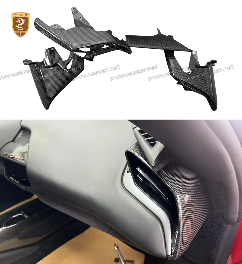 4Pcs Car Air Conditioning Cover Trim For Ferrari SF90 Dry Carbon Fiber Welcome Pedal Threshold Guard Interior Accessories