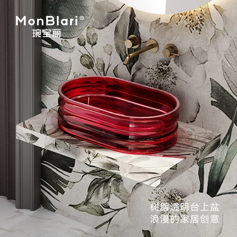 

New hotel high-luxury homestay wash face transparent platform basin wash basin