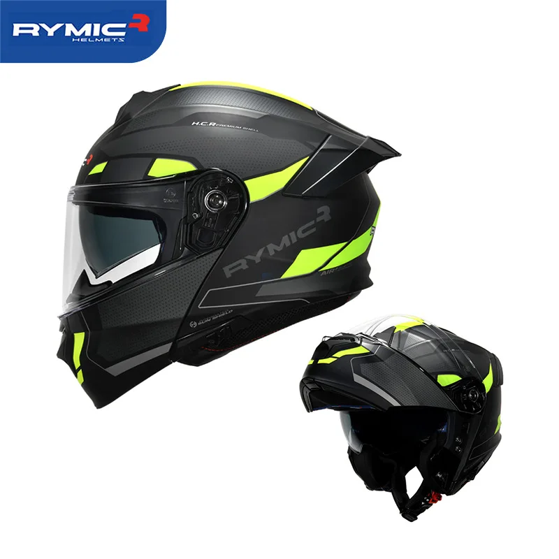 

RYMIC Genuine Motorcycle Helmet Moto Capacete Dirt Bike Helmet Kask Full Face Modular Cascos Para Moto Flip Up Racing Casque