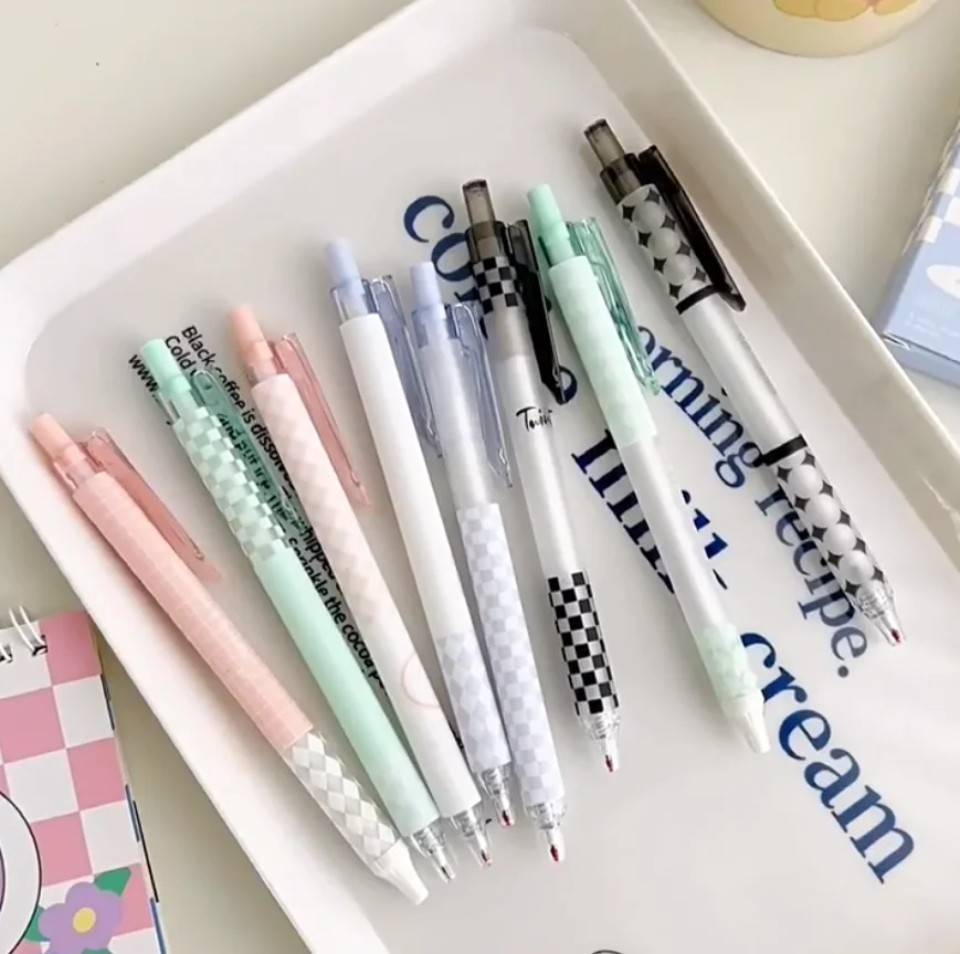 Kit 6 Pen Pink Blue Green Black Retractable Gel Ink Pen for School Material