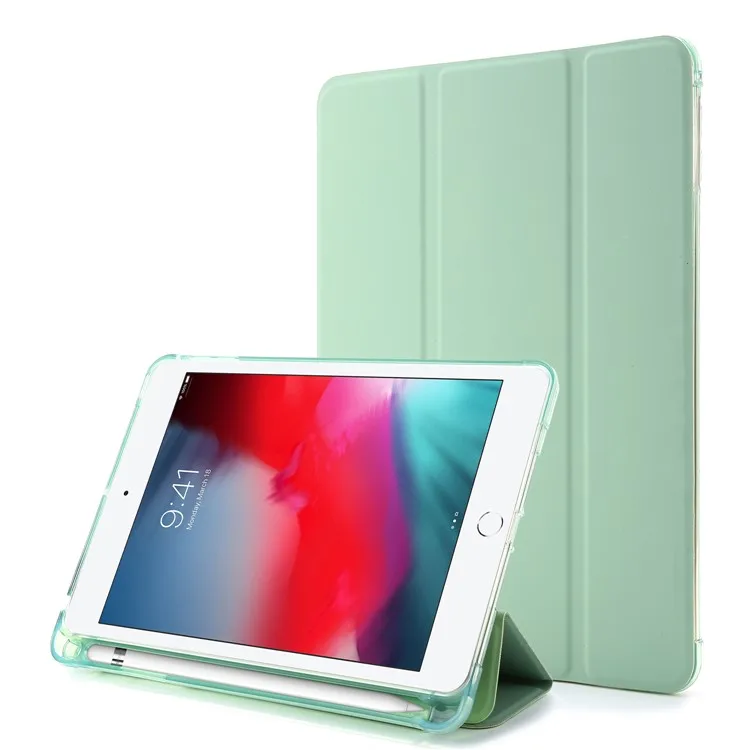 

Tri-fold Stand Leather Tablet Shell with Pen Slot for iPad mini (2019) 7.9 inch/iPad mini 4/3/2/1 - Light Green