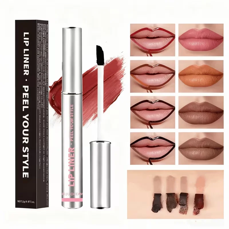 2 in 1 Peel-Off Lip Gloss & Lip Liner, Waterproof Matte Lip Tint, Long-Lasting Transfer-Proof Easy Define Lip Makeup