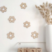 Cute DIY Wall Stickers Flowers Self-adhesive Wooden Stickers Wall Ornaments Clouds 3D Wall Stickers Kids Room Decoration