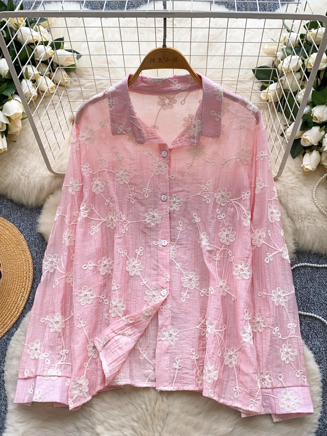 

Wedbleser Elegant Heavy Industry Embroidery Long Sleeved Single Breasted Shirt Women 2025 New French Slim Casual Top Women