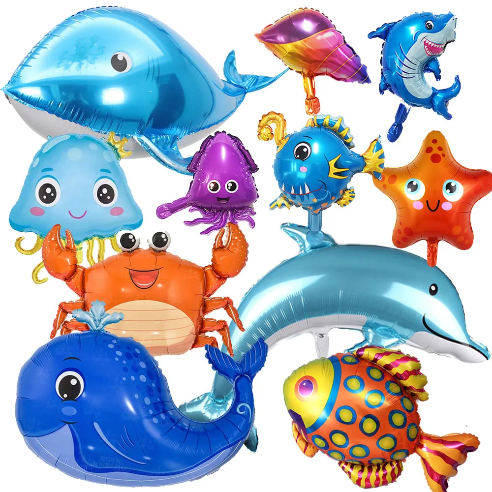 Under the sea Birthday Decoration Sea Animal Balloon Shell Starfish Fish Sea Horse Octopus Shark Balloon Ocean World Party Ball