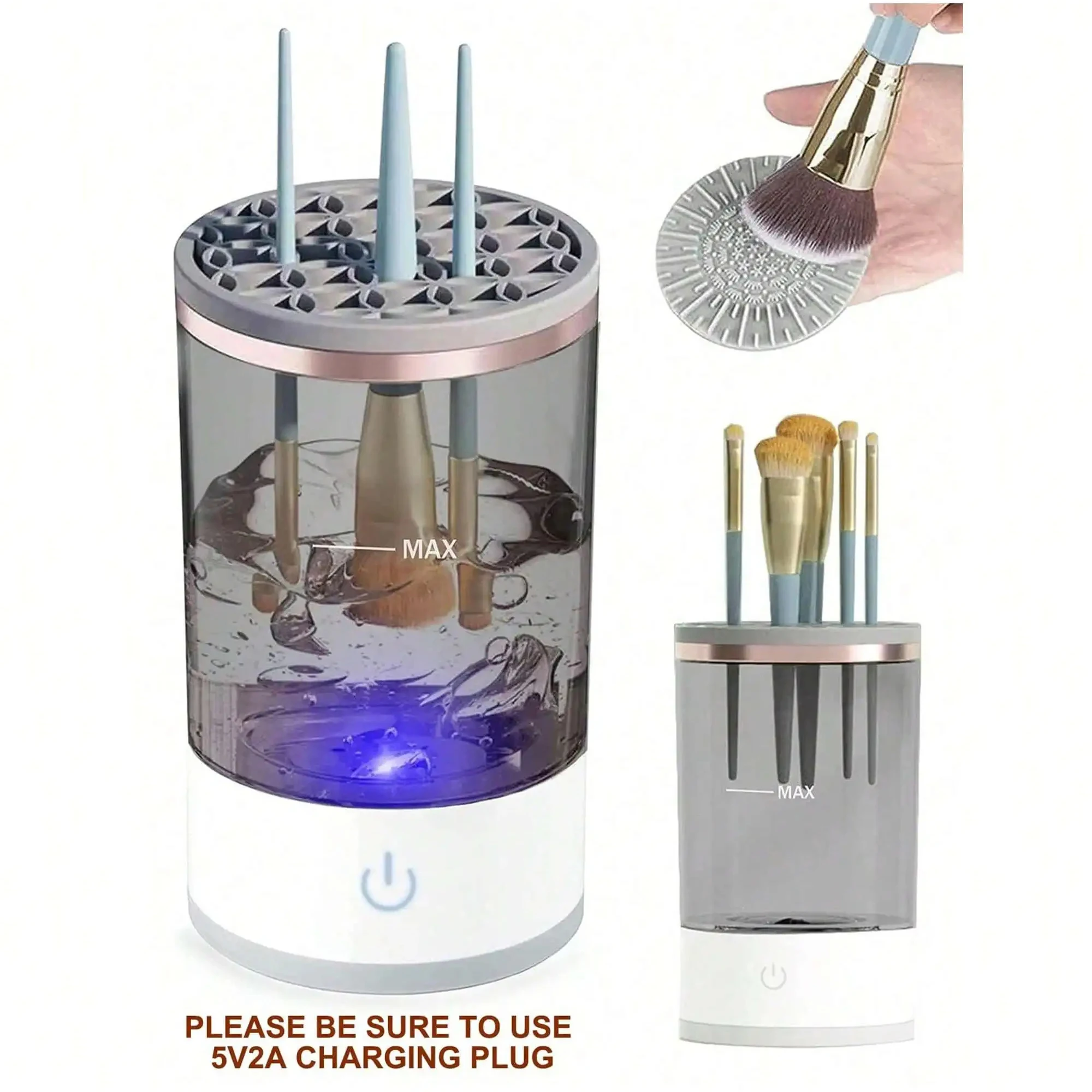 Limpiador de brochas de maquillaje eléctrico Limpia profundamente todos los tipos de brochas, elimina bacterias y protege la piel.
