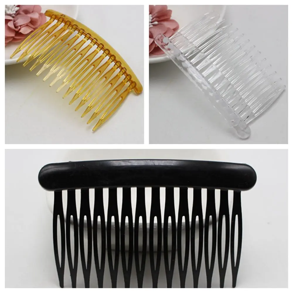 12 grampos de cabelo de plástico transparente, pentes laterais, grampos de cabelo, 80x50mm para artesanato feminino