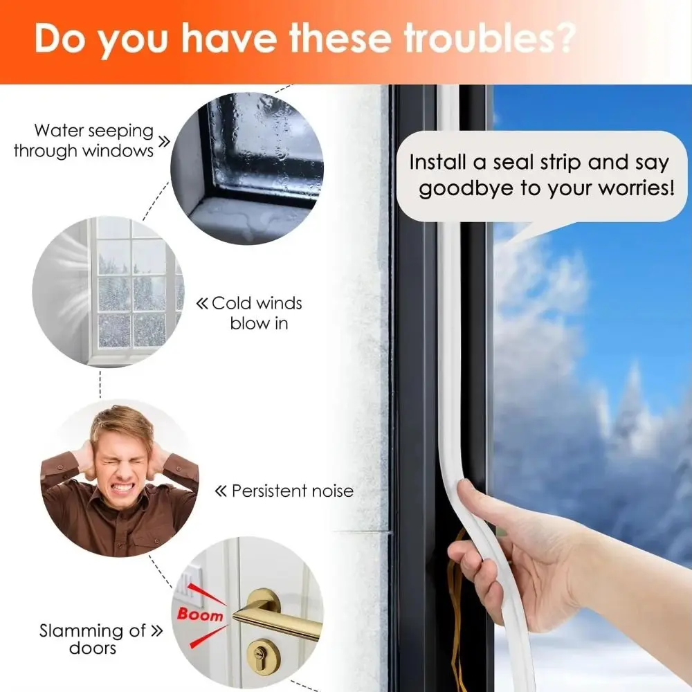 

Flexible Weatherstripping Seal Strip Durable Self-Adhesive Soundproof Seal Gap Sealing Premium Quality Thermal Insulation Doors