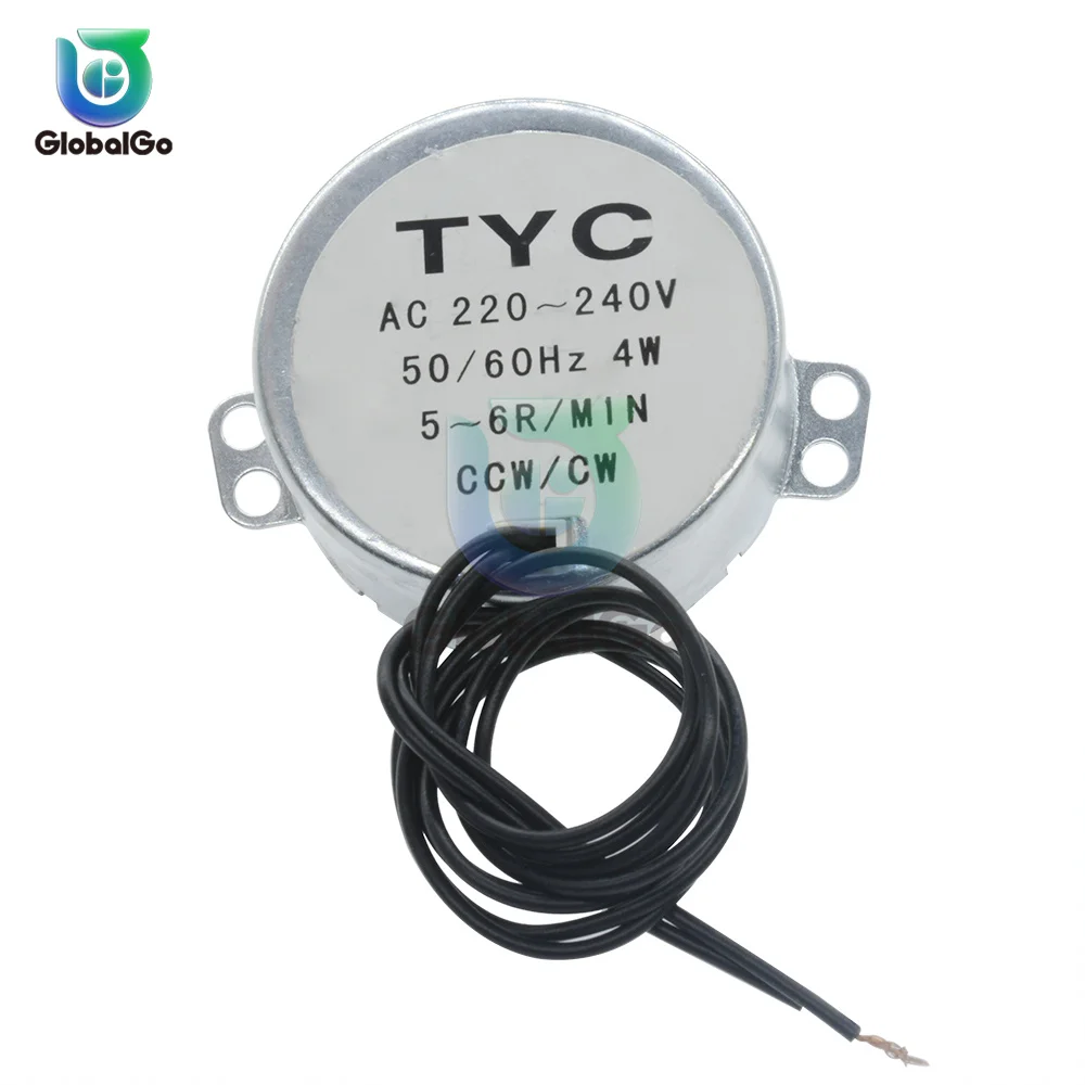 TYC-50 Stable Synchronous Motor AC 220V 50/60Hz 4W 5-6 r/min Torque 4KGF.CM CW/CCW Microwave Turntable for Electric Fan