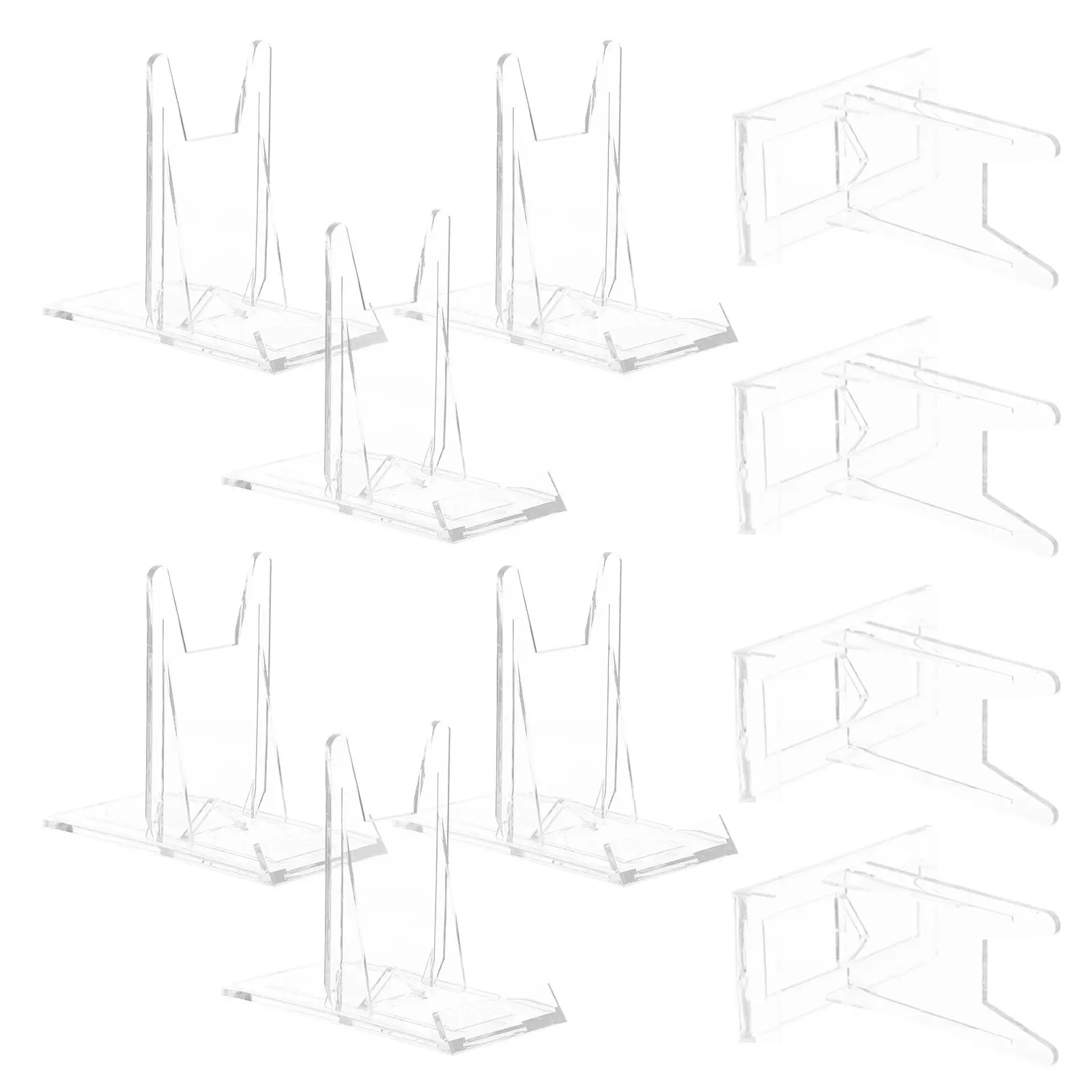 12Pcs Transparent Adjustable Display Stands Clear Plastic Easels for Business Cards Photos Artworks Wedding Signs Desk Photo