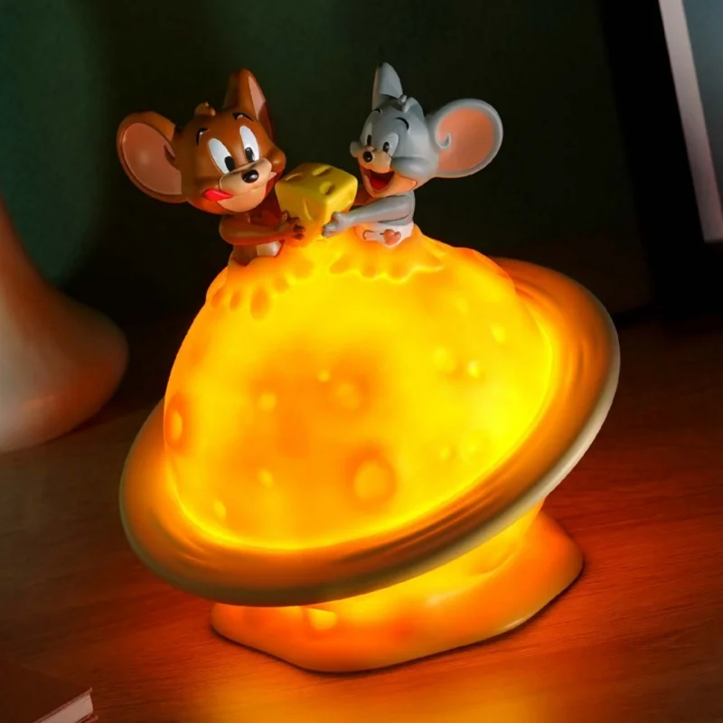 New Original Cartoon Character Jerry And Tuffy Cheese Moon Vinyl Led Night Light Home Decoration Lamp Bedroom Kids Lights Gifts