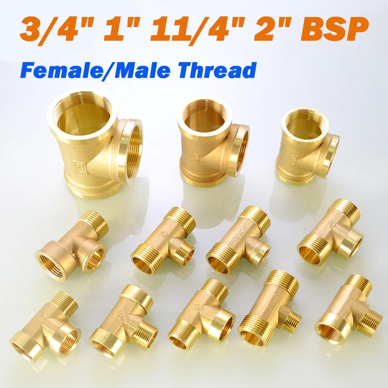 

Пневматический сантехнический латунный фитинг с внутренней/наружной резьбой 3/4 дюйма 1 дюйма 11/4 дюйма 2 дюйма BSP тройник медные фитинги переходник для воды, масла и газа