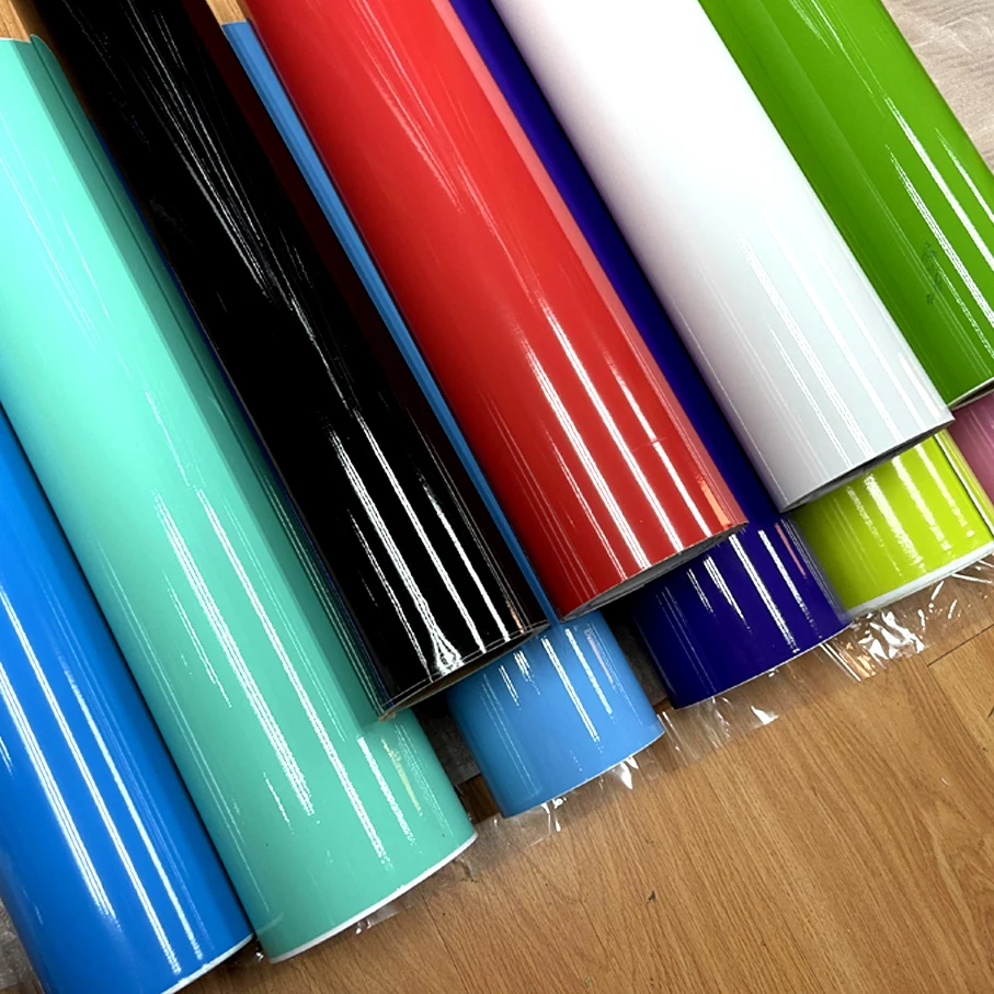 1.52*30m/Roll Bright Glossy Vinyl Car Decal Wrap Sticker Black White blue Gloss Film Wrap Foil For HOOD Roof Motorcycle Scooter