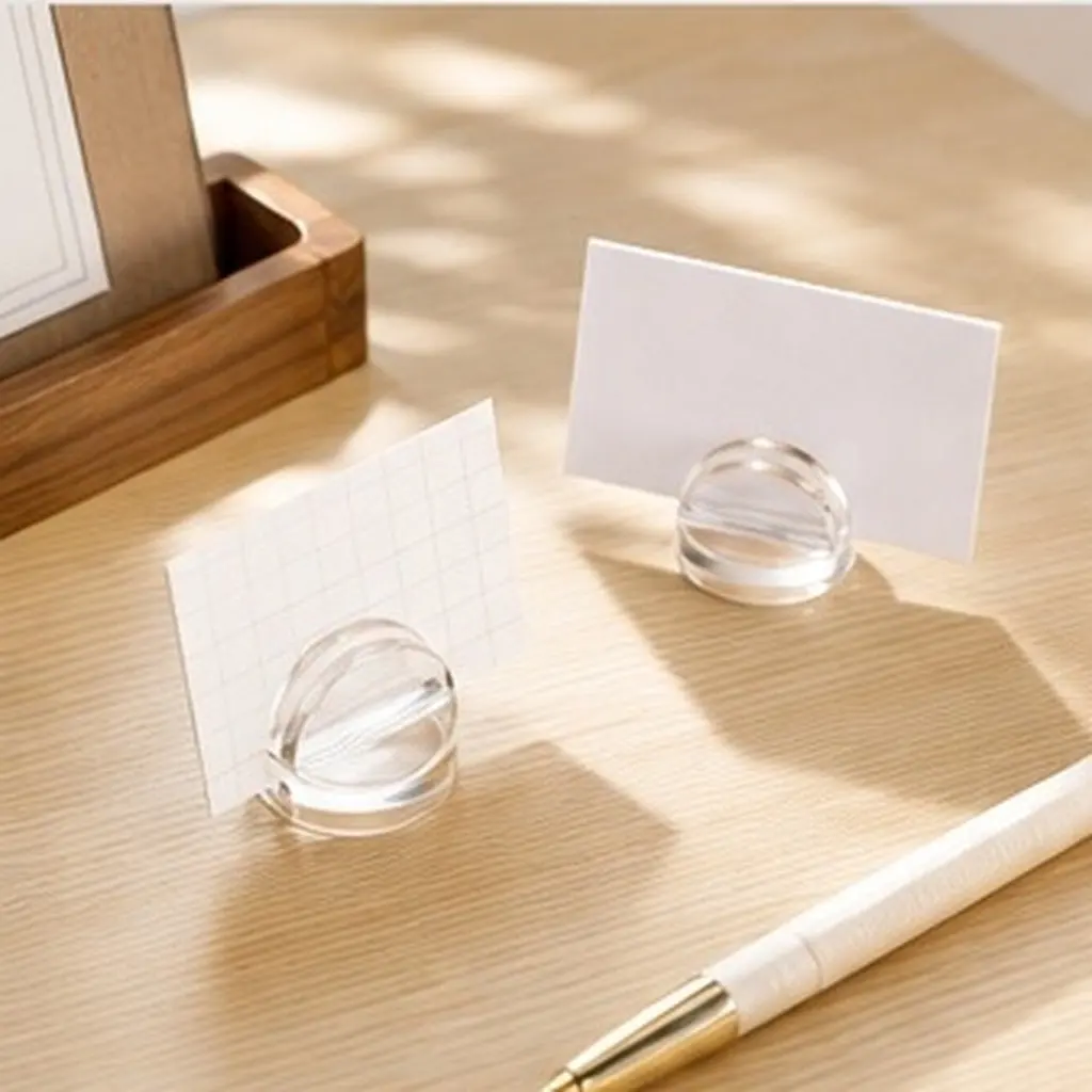 100Pcs Compact Round Game Card Holder Transparent Desk Organizer for Tabletop Games Wedding Place Cards Business Card Stand
