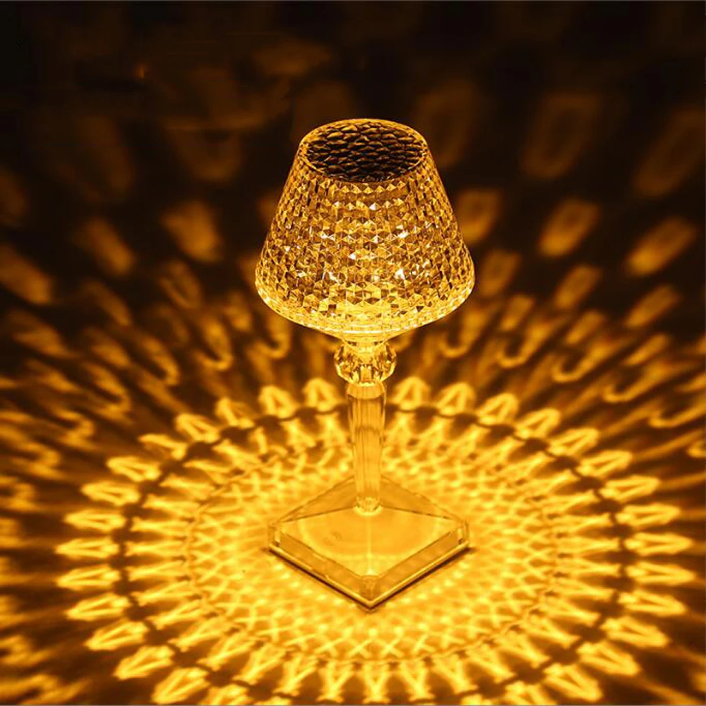 Touch Diamond lampada da tavolo USB ricaricabile acrilico Decor Table Light camera da letto comodino Bar lampada da scrivania in cristallo LED Light Night