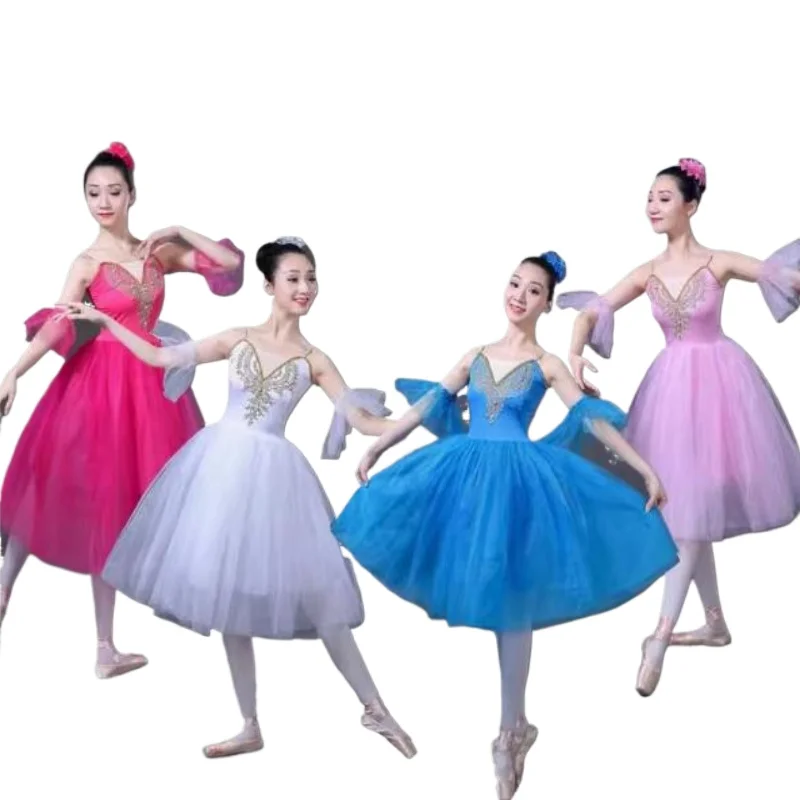 White Swan Lake Ballet Stage wear Costumes Adult Romantic Platter Ballet Dress Girls Women Classical Ballet Tutu Dance wear Suit