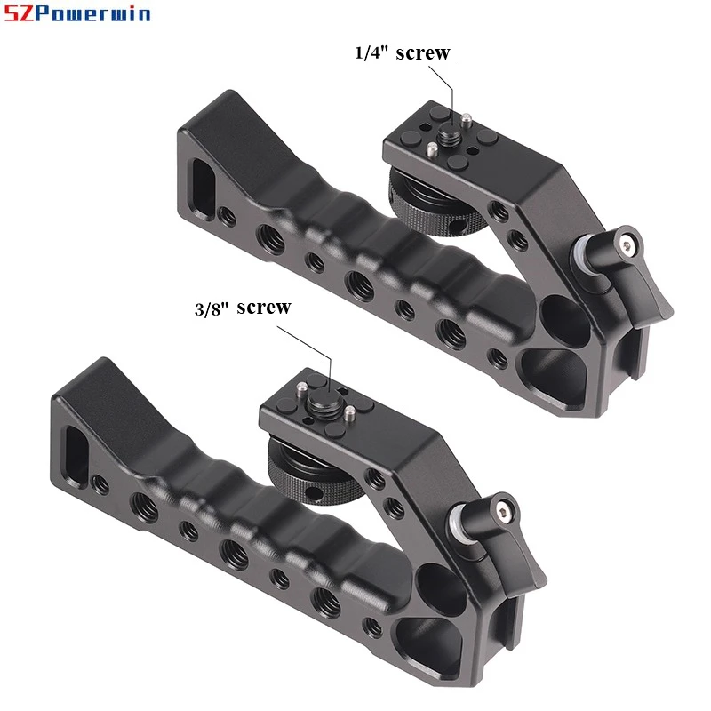Alça superior de liberação rápida para gaiola de câmera – Aperto de elevação ergonômico com furos Arri, roscas de 1/4"-20 e sapata fria, DSLR/sem espelho