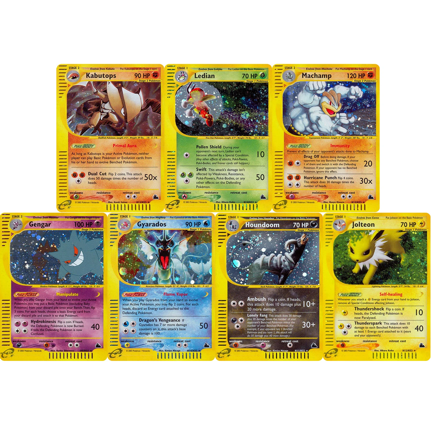 PKM Skyridge (E3) Proxy Foil Game Cards Charizard Gyarados Alakazam Gengar Umbreon Flareon Arcanine Moltres Vaporeon Articuno