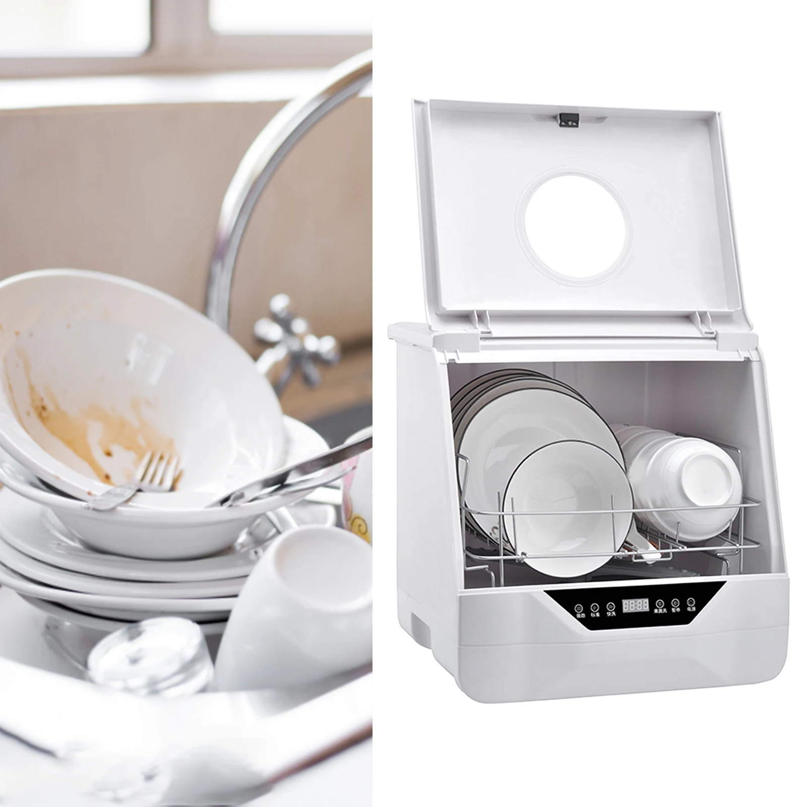 غسالة أطباق أوتوماتيكية من مادة ABS ، غسالة صحون مدمجة ، سعة كبيرة للشقق ، تجفيف يدوم طويلاً ، 72 ساعة