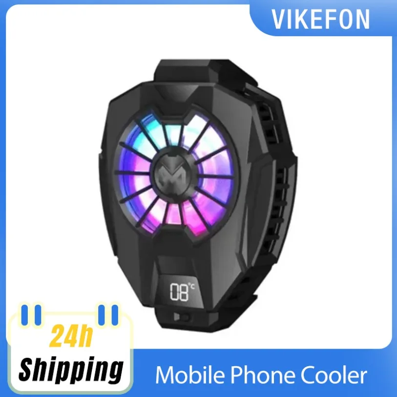 2 em 1 telefone móvel magnético display led ventilador de refrigeração radiador & luz rgb para smartphones genshin impacto pubg jogo cooler