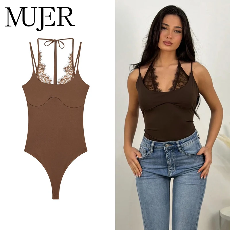 MUJER Asymmetrisches Spitzen-Top für Damen, sexy Slip-Top, rückenfreie Oberteile für Damen, Sommer-Camisole, ärmellose Oberteile, Damen-Strand-Tanktop, Damen-Tops