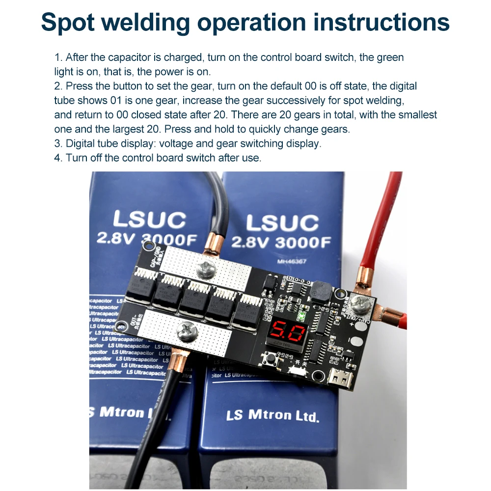 Farad Capacitor Spot Welding Machine Kit, K6, pequeno, portátil, DIY, placa de controle PCB, 18650 Bateria, 5V