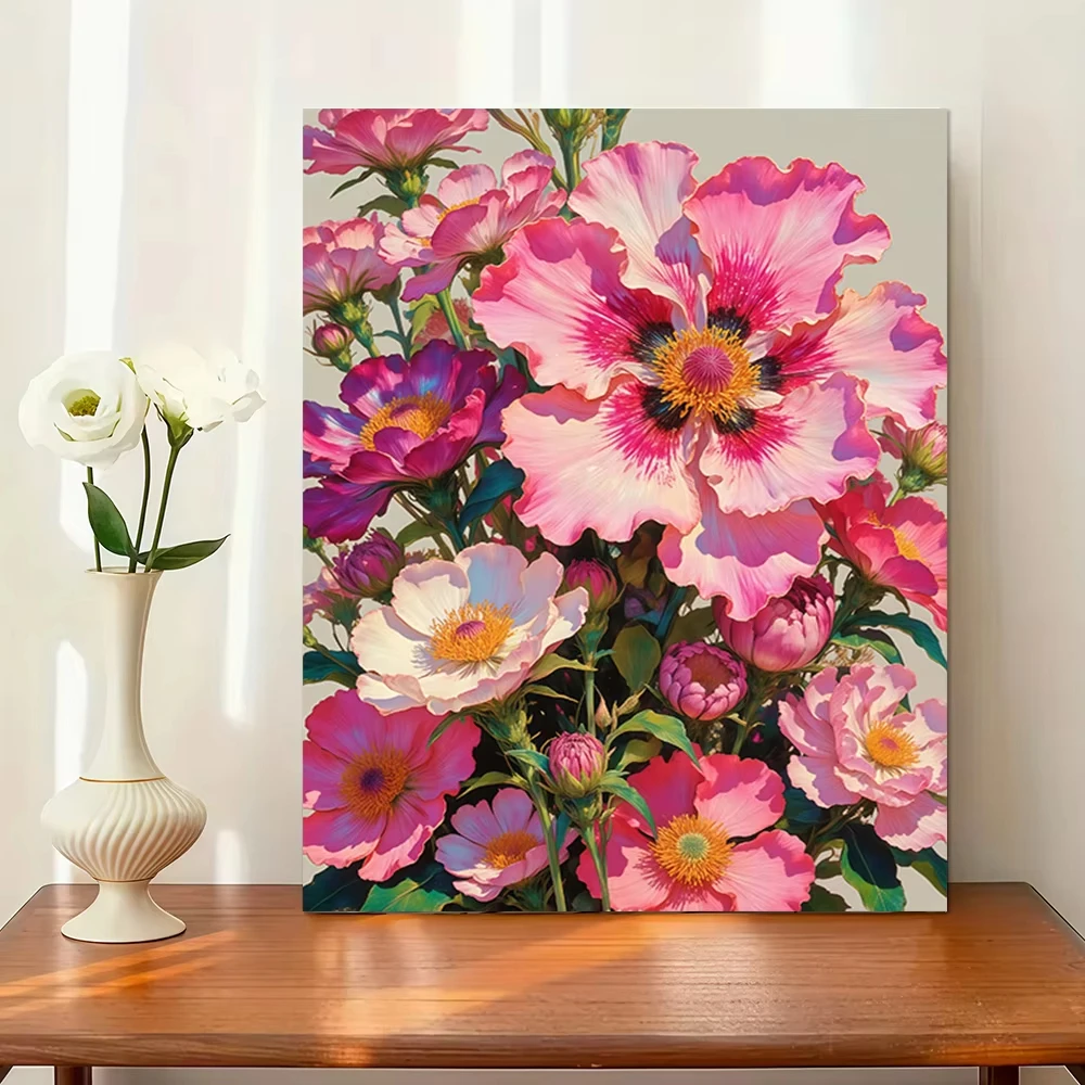 

Цифровая картина «Сделай сам», великолепные розовые цветы для гостиных, спален, ресторанов, праздников, декора стен комнат, подарок без рамки