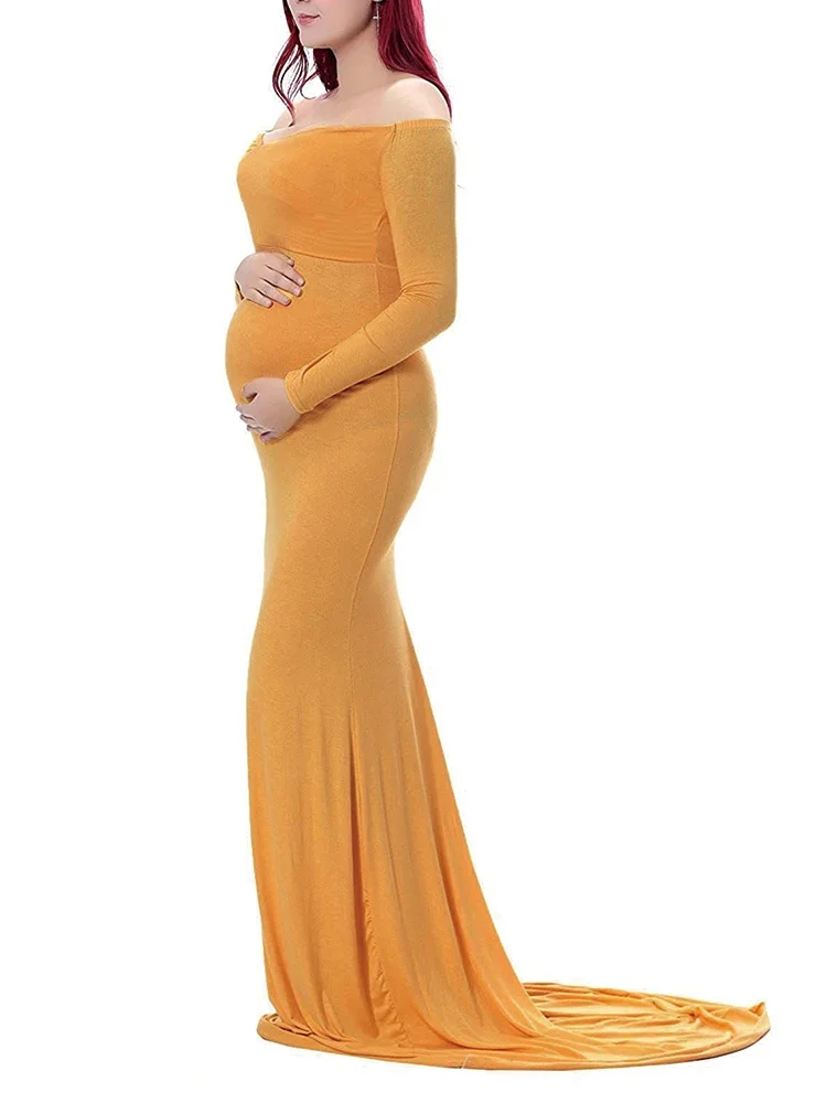 Maternity\'s Dress Women Solid Color Party Floor Length Long Photography Props Elegance White Clothing