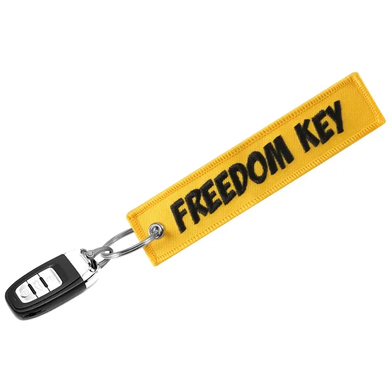 1PC Freedom Key Chains for Cars Yellow Embroidery Key Ring Chain for Aviation Gifts Fashion Motorcycle Keychain Jewelry