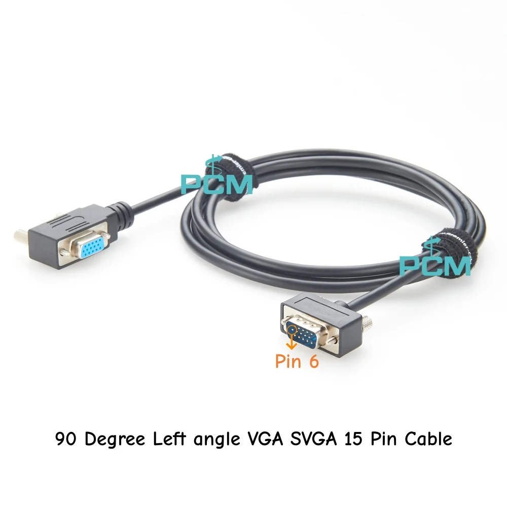 90度左向きvga-svgaケーブル-15ピン-d-sub-オス-オス-ビデオモニターケーブル-コンピューター、pc、テレビ、プロジェクター、ディスプレイ延長用