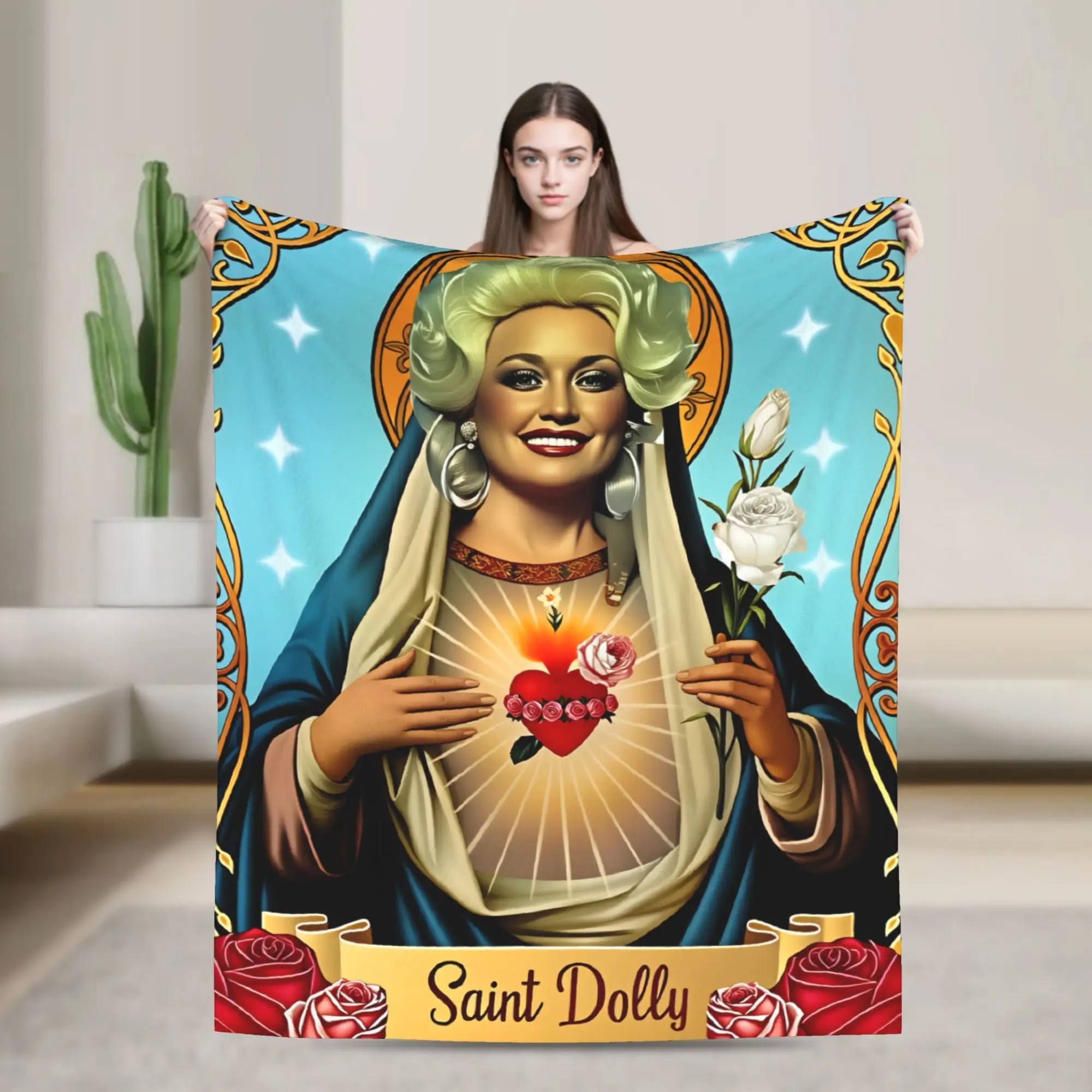 Santa D-Dollys Singer Blankets Velvet  Dolly Parton Multifunction Lightweight Thin Throw Blankets for Sofa Office Bedding Throws