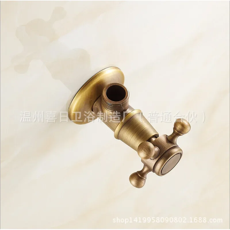 European Style All Copper Antique Triangle Valve Thickened Retro Faucet Hot and Cold Water Mixing Valve Toilet Stop Valve
