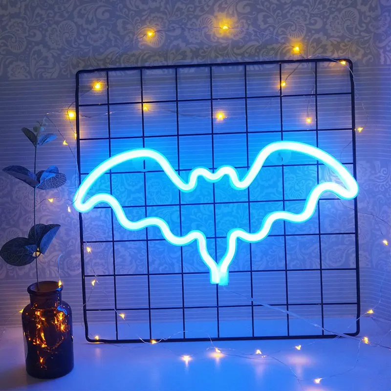 

Colorful Bat Shaped Neon Sign Light, Vibrant Home Wall Decor