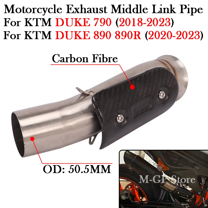 

For KTM DUKE 790 890 890R 2018 2019 2020 2021 2022 2023 Motorcycle Exhaust Escape Moto Middle Link Pipe With Carbon Fiber Cover