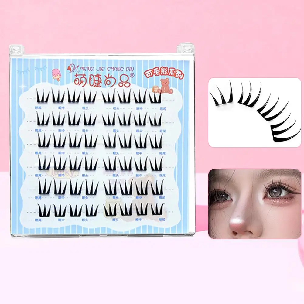接着剤不使用のつけまつげ自己粘着自然コミックセグメント化された超薄型まつげエクステンション韓国スタイルガールグループメイクまつげ