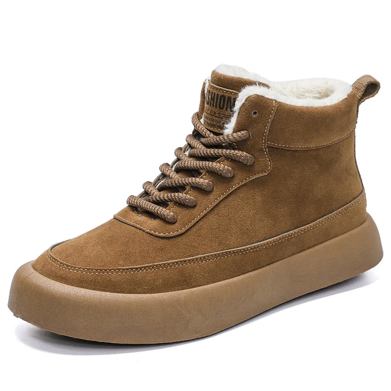 Winter Men's Thermal Snow Boots High Top Plush Lined Ankle Boots Non-Slip Warm Comfortable Casual Shoes Outdoor Cold Weather