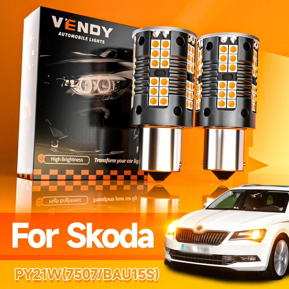 2 قطعة LED بدوره مصباح إشارة لمبة مصباح Canbus لا خطأ PY21W 7507 BAU15S لسكودا فابيا رائع اوكتافيا MK1 MK2 السريع NH1 NA2 NH3 #1