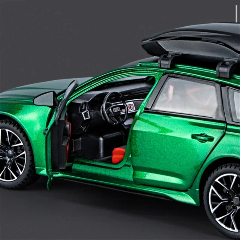 1/24 Audi RS6 Lega Avant Station Wagon Modello di auto Fonde sotto pressione Giocattolo in metallo Modello di auto sportiva Simulazione Suono e luce Giocattoli per bambini Regali