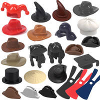 MOC City Figure Accessory Building Block Pirate Captain Witch Magic Cowboy Clown Academic Hat Hood Bachelor  Gown Cape Toy Gifts