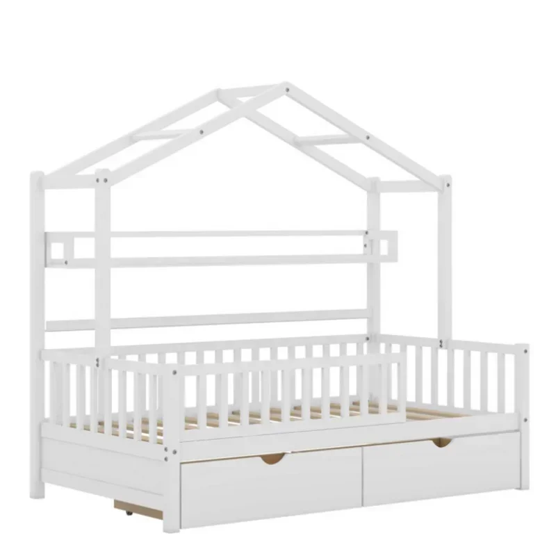 For Durable and Stable Slat House Bed Full Size Storage Space Wood Baby Crib Bedding Reasonable Prices House Frame Bed for Kids