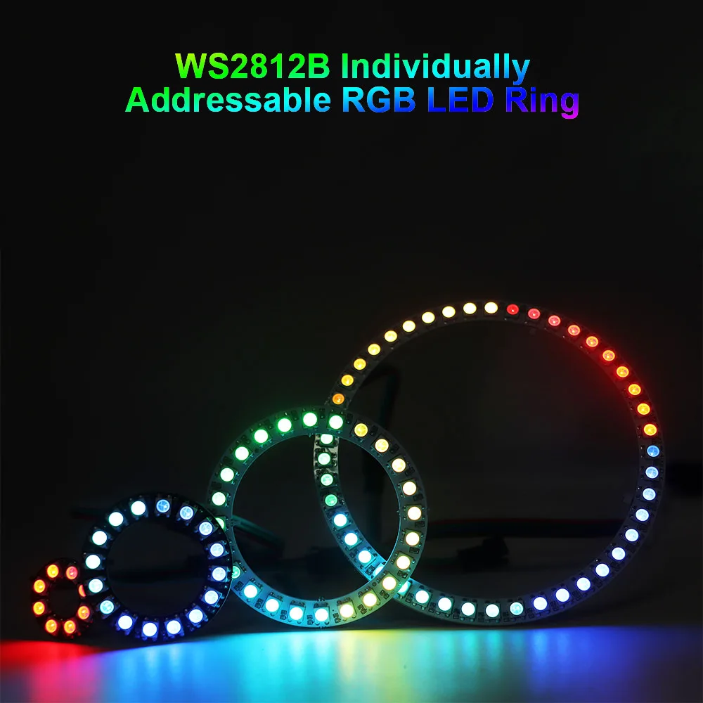 WS2812B Led pierścień pikseli indywidualny adres pierścień 5050 RGB WS2812 IC wbudowany moduł Led z przewód USB i kontrolerem SP621E 5V