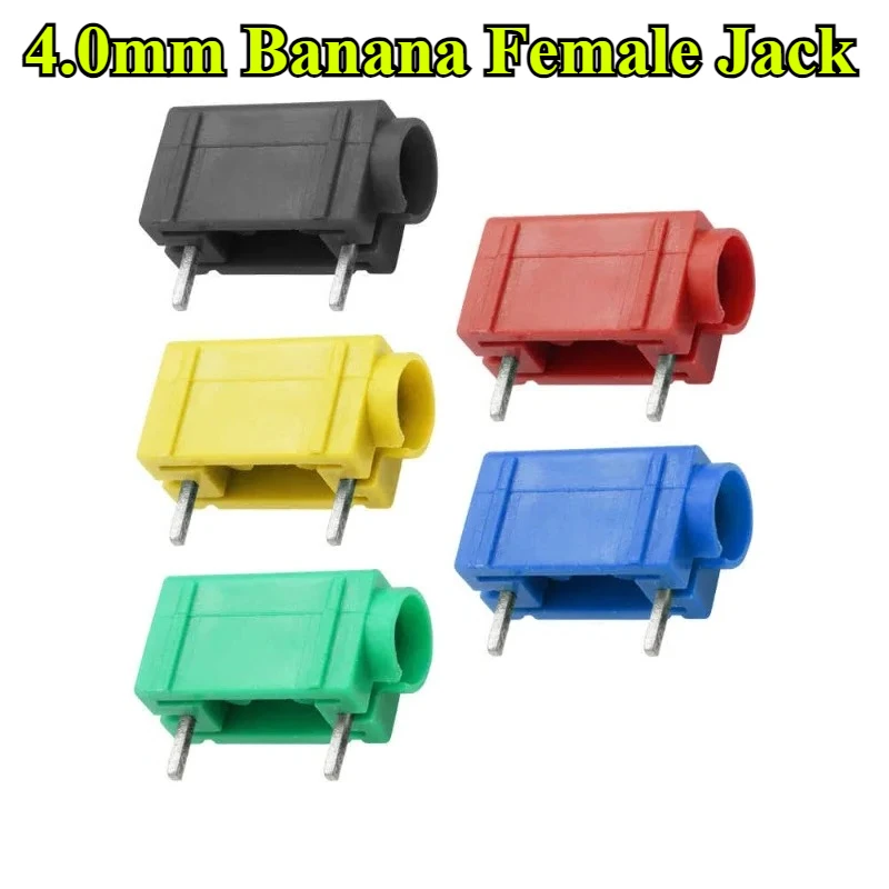 

5/10/30Pcs/lot 4.0mm Banana Female Jack Right Angle PCB Mount Insulated Socket Connector Red Black Yellow Blue Green