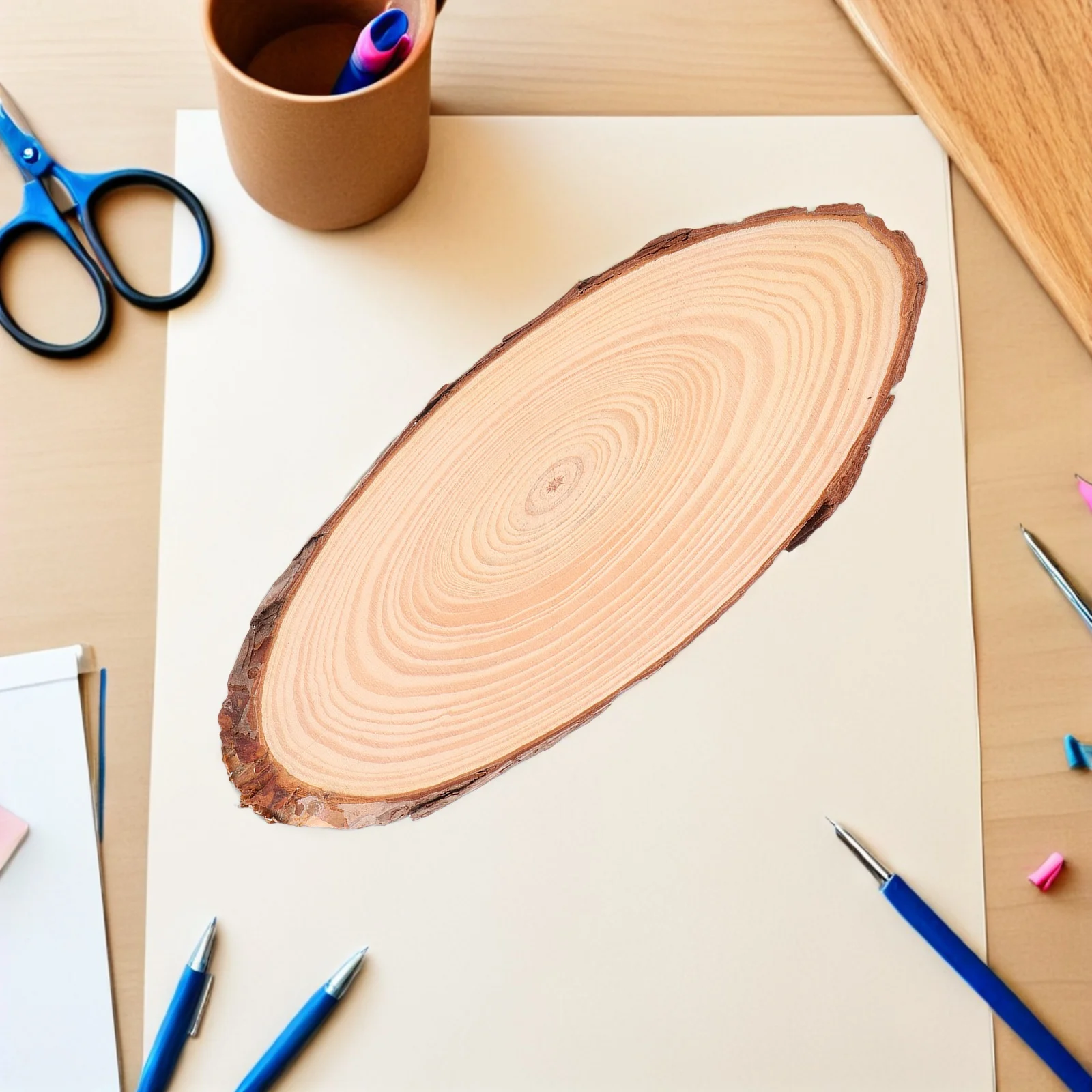 

4Pcs Oval Natural Wood Slices Unfinished Wooden Craft Discs Beveled Edges for DIY Wood Burning Painting Rustic Wedding Decor