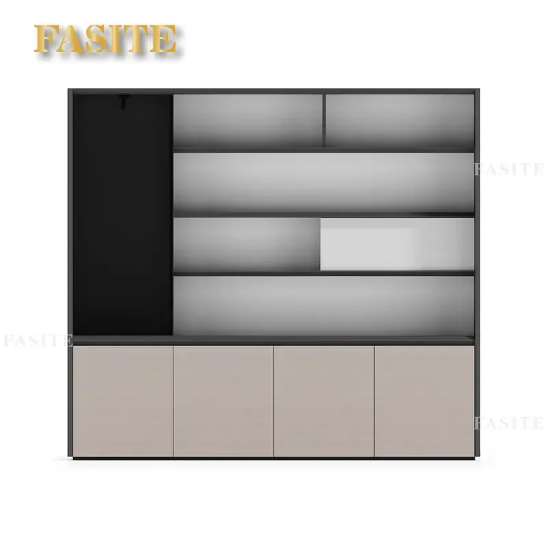 For Office Wooden File Cabinet Bookcase Storage Data Locker Display Shelf Simple Wall Mounted Background Furniture for