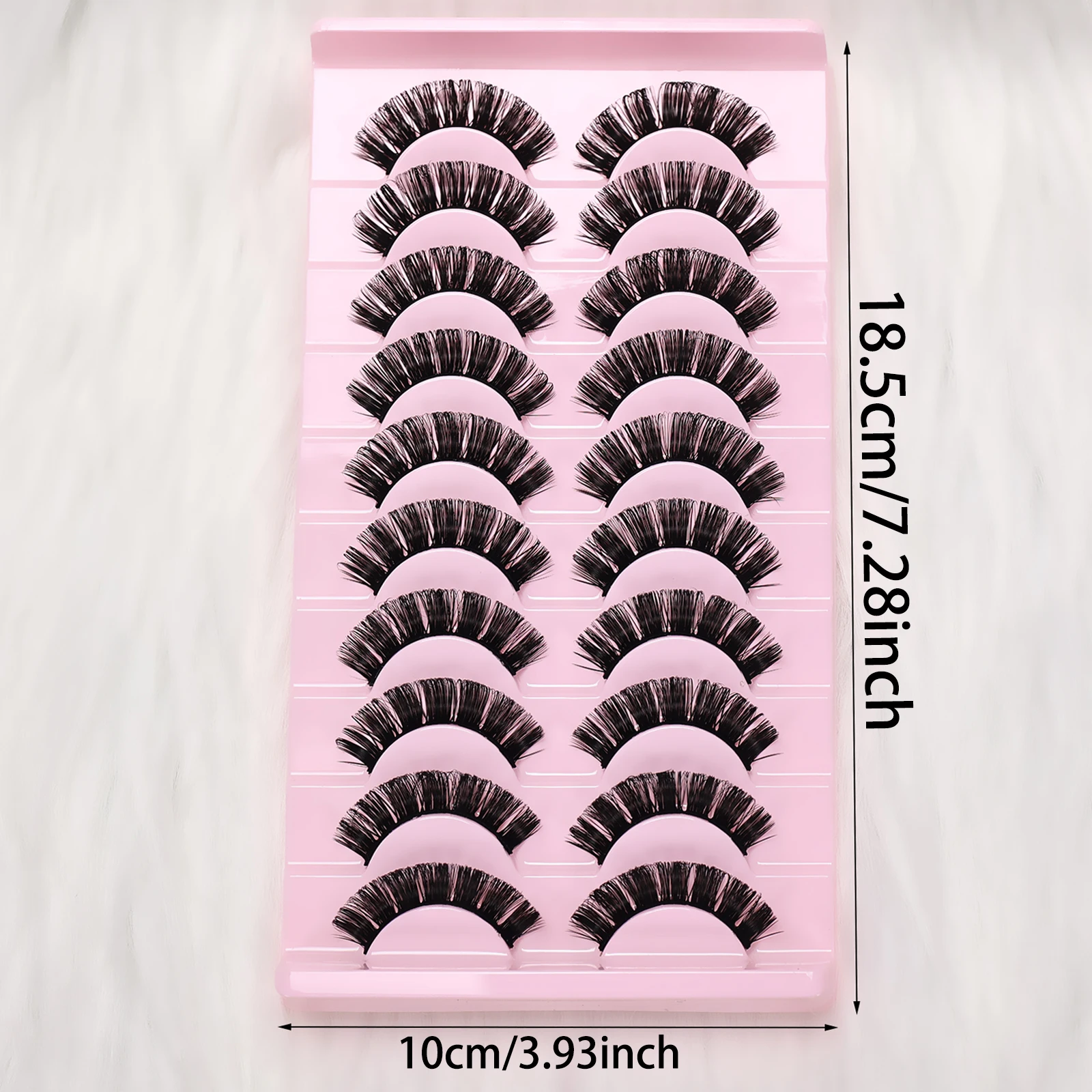 10쌍의 푹신하고 가벼운 인조 속눈썹, 재사용 가능하고 부드럽고 가벼우며 초보자도 쉽게 적용할 수 있는 데일리/파티/데이트 메이크업