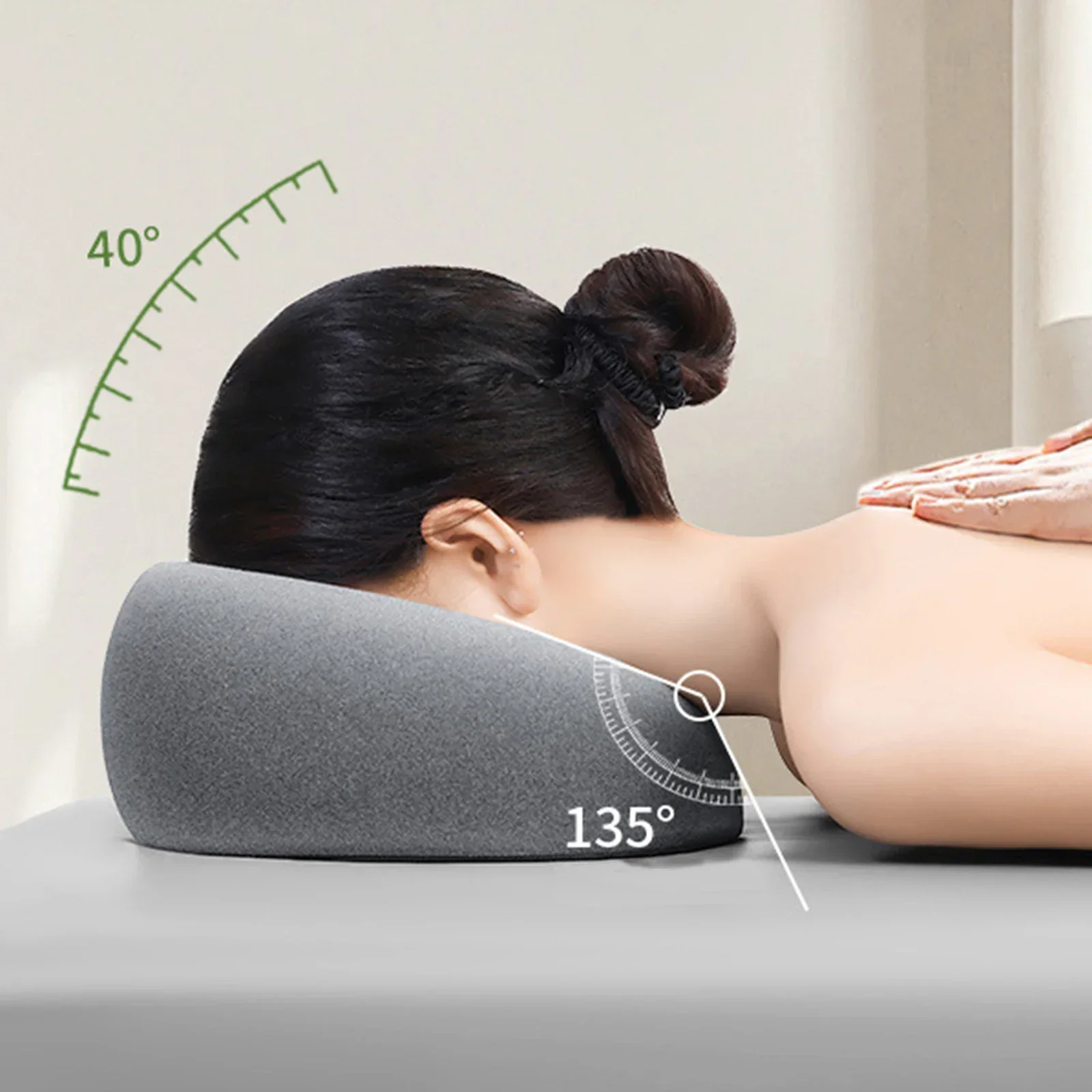 Face Down Ergonomic Massage Pillow, Breathable Memory Foam Prone Headrest, Beauty Salon & Home Desk Nap Comfort Pillow