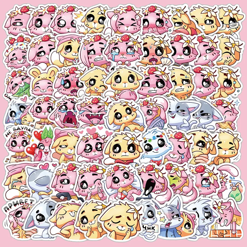 10/35/70PCS Kawaii Sad Cat Sticker Cute Animal Kitten Funny Meme Doodle Waterproof Decal Kids Toy Gift for Scrapbook Phone Case