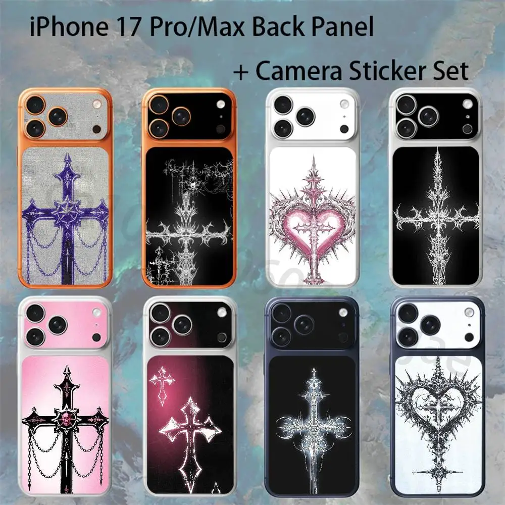 

Gothic Coquette Cyber Sigilism Cross For iPhone 17 pro Max/ pro Full Cover Decal Skin Wrap Colorful Rear Protective Sticker Film